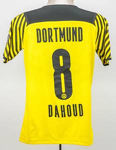 Original match worn / issued Spielertrikot von Borussia Dortmund mit der Rückennummer 8. Getragen von Mahmoud Dahoud am 11.09.2021 im Spiel der Fußball Bundesliga gegen Bayer 04 Leverkusen; Leverkusen - Dortmund 3:4. Status:AAC. - Bild 3