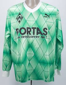 Bremen, SV Werder - Trikot 1990/1991  | Original match worn Spielertrikot vom SV Werder Bremen mit der Rückennummer 6. Getragen von Uli Borowka am 15.03.1991 im Spiel der Fußball Bundesliga gegen den Hamburger SV. HSV - Werder 3:2. Status;AAC. - Bild 2