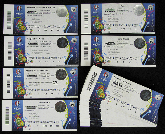 UEFA Euro 2016 51 Football Tickets Complete Set