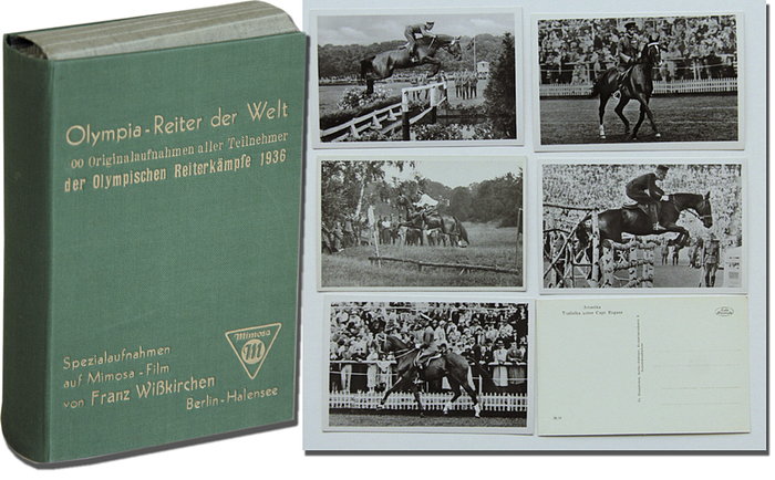 65 Originalaufnahmen aller Teilnehmer der Olympischen Reiterkämpfe 1936. Spezialaufnahmen auf Mimosa-Film von Franz Wißkirchen.