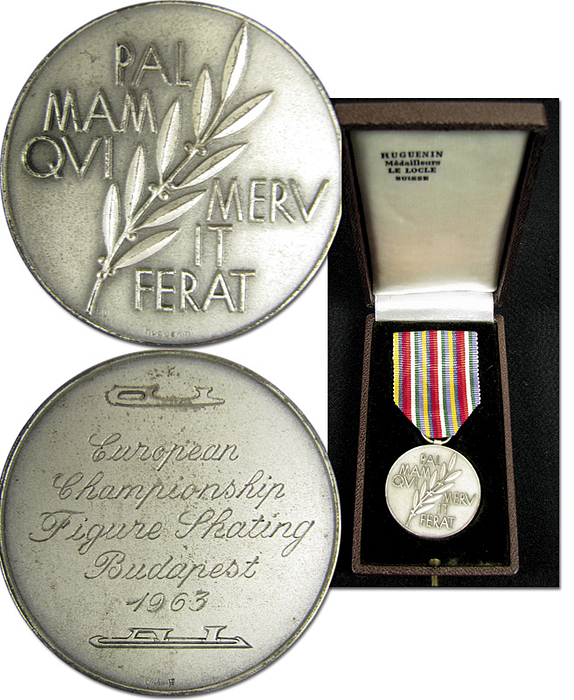 Silbermedaille für den 2. Platz bei den Europameisterschaften im Eiskunstlaufen 1963.