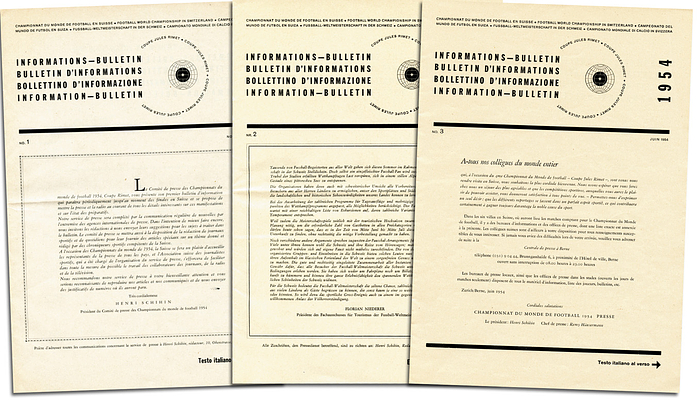 World Cup 1954. Official Bulletin No. 1 - 3 compl