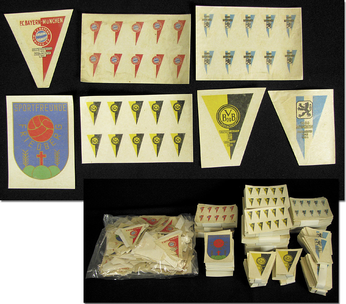 Konvolut aus Fußball Bundesliga Abziehbildern der Firma Rudolf Köhler aus Tübingen, 1950er und 60er Jahre. Ca. 5000 Teile!!!.