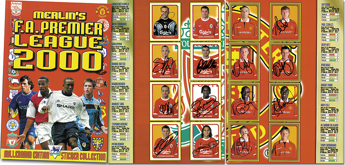 Sammelbilder-Merlin 00  | Premier League 2000. Official Sticker Collection. Mit 147 original Signaturen der Spieler auf den Bildern.