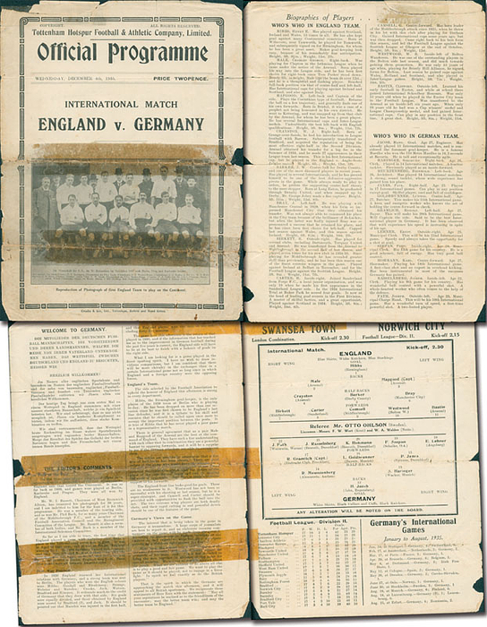 Football Programm 1935. England v Germany