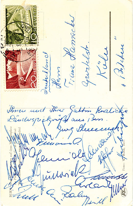 Signed Postcard football match Germany 1959