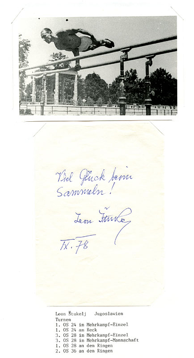Autograph Olympic Games 1924+28 gymnastics.