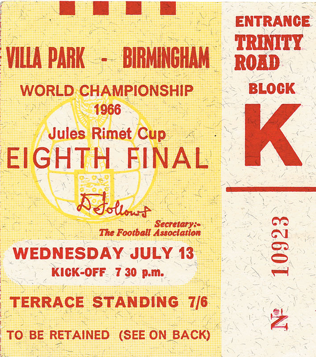 Eigth Final: Deutschland - Argentinien (0:0) am 16.7.1966 in Villa Park, Birmingham. 8x9 cm.