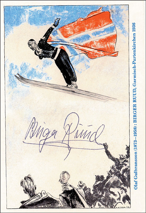Autograph Olympic Games 1936 Birger Ruud 15x10 cm
