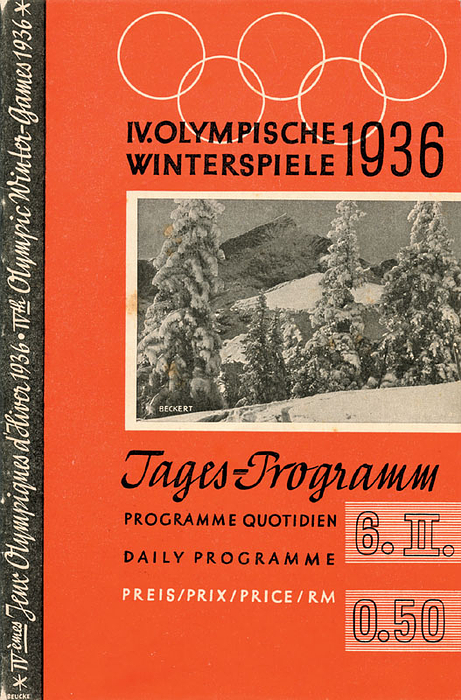 IV. Olympische Winterspiele 1936. Tagesprogramm 6.2.1936. Eröffnungsfeier und 1.Tag.