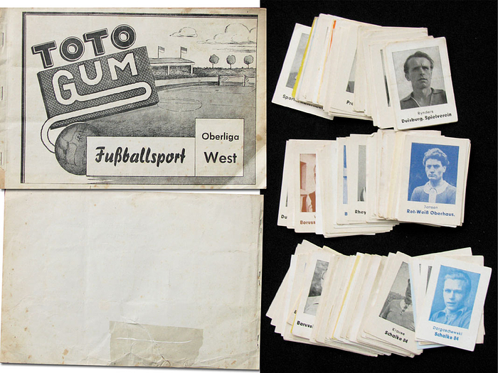 Fußballsport Oberliga West. Album mit 22 eingeklebten Bildern und 160 verschiedenen ungeklebten Bildern für dieses Album.