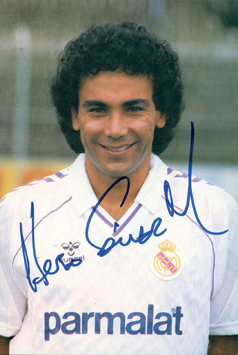 Football Autograph by Hugo Sanchez. Real Madrid