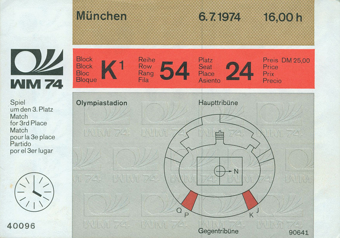 Spiel um den dritten Platz: Polen - Brasilien im Münchener Olympiastadion am 6. Juli 1974. 15x10 cm.
