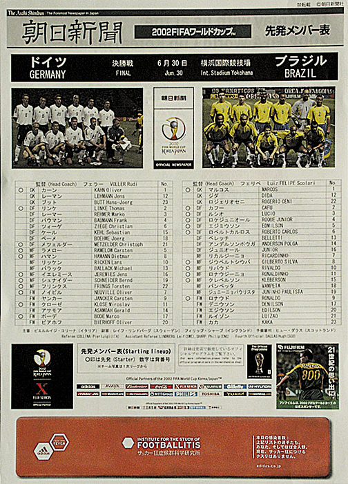 Finalprogramm World Cup 2002 Japan/Korea Deutschland - Brasilien.