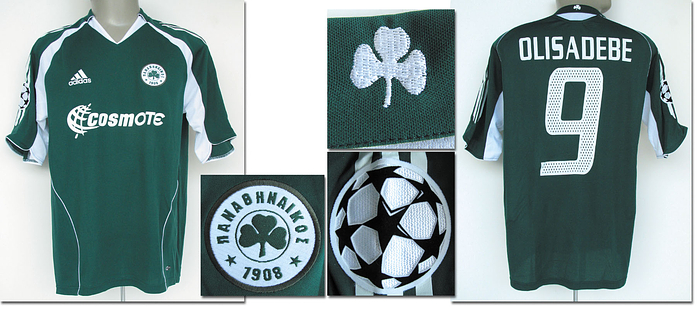 Athen, Panathinaikos - Trikot 2005  | Original match worn / issued Spielertrikot von Panathinaikos Athen (Griechenland) mit der Rückennummer 9. Getragen von Emmanuel Olisadebe in der Champions-League-Saison 2005/2006. Trikot direkt von einem ehemaligen Zeugwart von Werder Bremen. Status:AAB