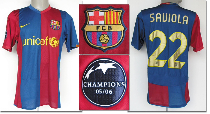 Barcelona  - Trikot 2006  | Original match worn / issued Spielertrikot von FC Barcelona mit der Rückennummer 22. Getragen von Saviola (Ersatzspieler) im CL-Spiel gegen Werder Bremen am 5.12.2006. FC Barcelona - Werder Bremen 2:0. Trikot direkt aus der Sammlung eines ehemaligen Zeugwartes von Werder Bremen. Status:AAB