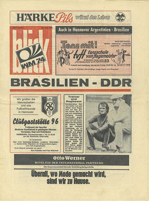 Brasilien - DDR. 26.6.74 in Hannover. Programm "Blick".