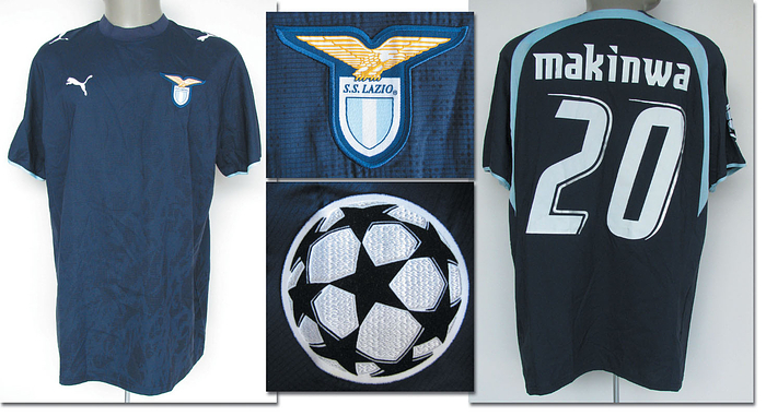 Original match worn / issued Spielertrikot von Lazio Rom mit der Rückennummer 20. Getragen von Ayodele Makinwa im CL-Spiel gegen Werder Bremen am 6.11.2007. Lazio Rom - Werder Bremen 2:1. Status:AAA.
