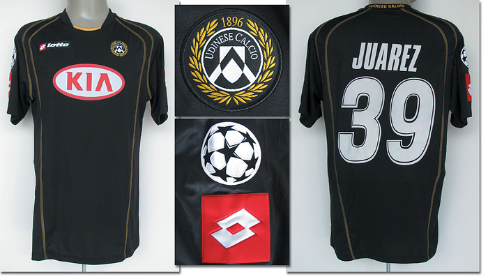 Original match issued Spielertrikot von Udinese Calcio mit der Rückennummer 39. Vorbereitet für Teixeira de Souza Juarez im CL-Spiel gegen Werder Bremen am 18.10.2005. Udinese Calcio - Werder Bremen 1:1. Status:AAA.