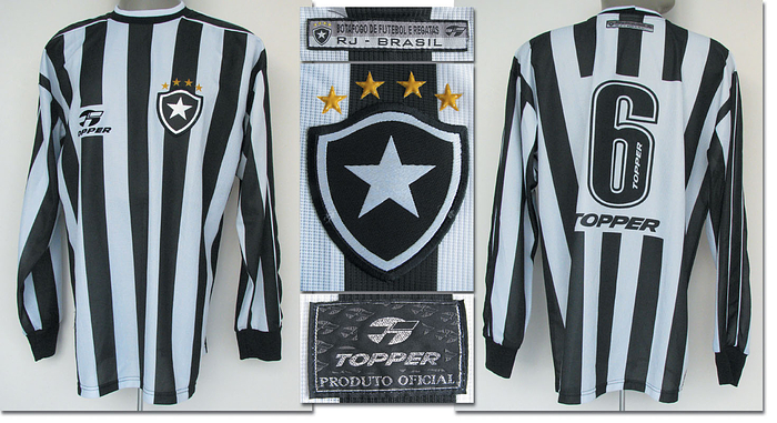 Original match worn Spielertrikot von Botafogo de Futbol e Regatas (Brasilien) mit der Rückennummer 6. Getragen in einem Freundschaftsspiel in den 2000er Jahren. Trikot direkt von einem ehemaligen Zeugwart von Werder Bremen. Status:ACA.