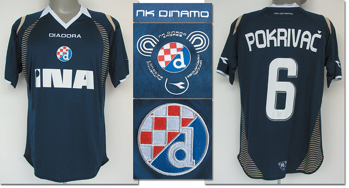 Original match worn / issued Spielertrikot von Dinamo Zagreb mit der Rückennummer 6. Getragen von Nikola Pokrivac am 29.08.2007 im Champions-League Qualifikationsspiel gegen Werder Bremen. Zagreb - Werder 2:3. Trikot direkt von einem ehemaligen Zeugwart von Werder Bremen. Status:AAA.