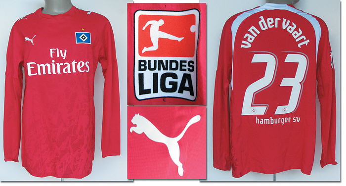 Original match worn Spielertrikot vom Hamburger SV mit der Rückennummer 23. Getragen von Rafael van der Vaart in der Fußball-Bundesliga-Saison 2006/2007. van der Vaart ist 107-facher Nationalspieler für die Niederlande. Trikot direkt von einem ehemaligen Zeugwart von Werder Bremen. Status;AAA.