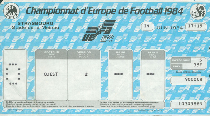 Championnat d´Europe de Football 1984. Portugal - Deutschland (0:0). 14.6.1984 in Strasbourg. 18x10 cm.