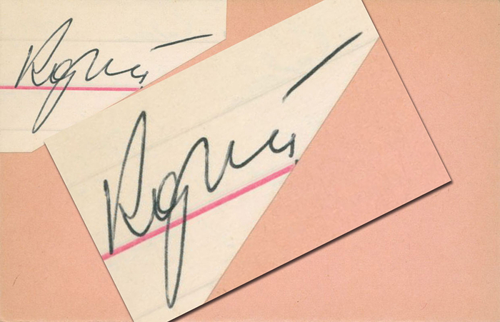 (1942-2016) Blancobeleg ( 4,5x3 cm) mit original Signatur von Walentin Michailowitsch Kornew (Korneyev) (URS), Silber im Schießen (Dreistellungskampf) bei den Olympischen Spielen 1968 und 4facher Weltmeister. Aufmontiert auf Karteikarte, 10x6,5 cm.