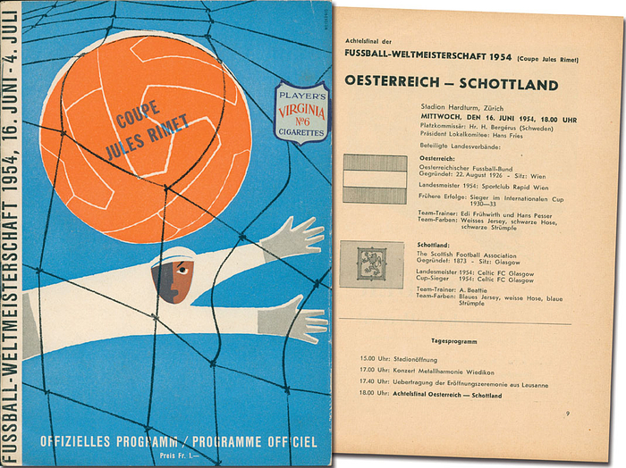 Fussball-Weltmeisterschaft 1954, 16.Juni 1954. Achtelfinale:  Österreich - Schottland in Zürich.