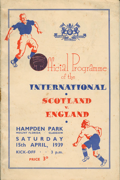 Scotland v England, 15th april 1939. Hampden Park Glasgow. Official Programme.