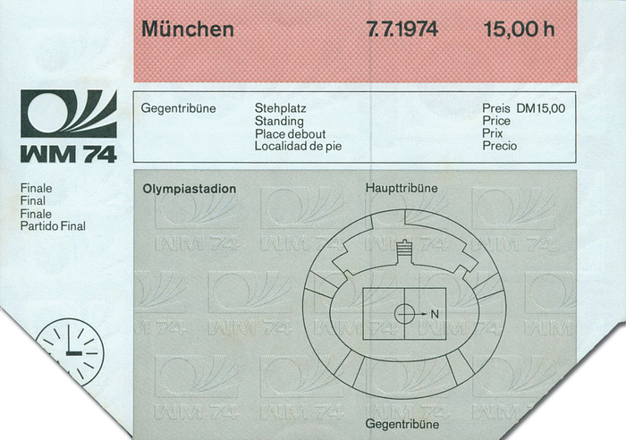 World Cup 1974. Ticket Final Germany vs Holland
