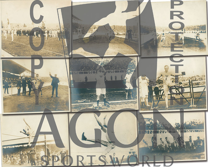 10 original S/W-Pressefotos von den Olympischen Spielen 1908 in London,  25x20 cm.