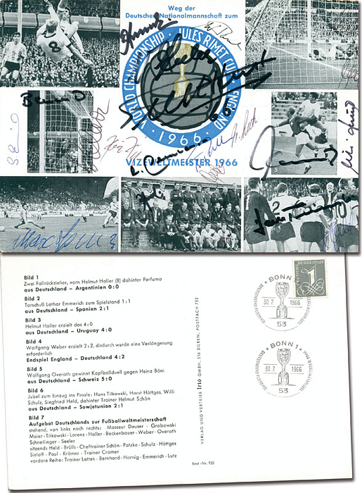 World Cup 1966 Autographed German Card