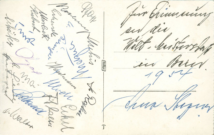 World Cup 1954. Postcard signed by 21 Germans