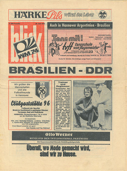 Brasilien - DDR. 26.6.74 in Hannover. Programm "Blick".