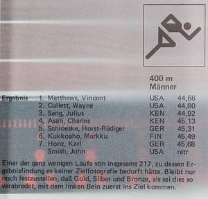 Leichtathletik - Wettbewerbe bei den Olympischen Sommerspielen München 1972. Eine Dokumentaion der interessantesten Zielfoto. Mit original Signatur von Martin Lauer (1937-2019; GER; Godmedaille 1960 4x100 m). - Bild 4