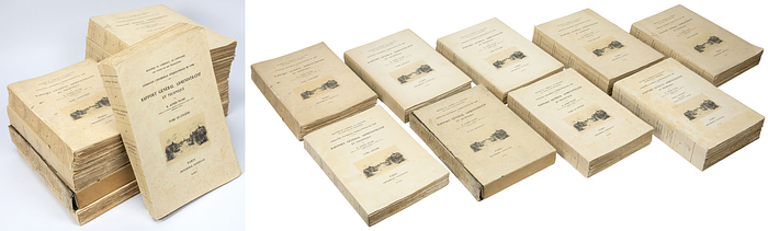 Exposition Universelle Internationale de 1900. Rapport Géneral Administratif et Technique. Tome 1-7 + Pieces Annexes + Plans General.  Tome sixiéme. Mit 36 Seiten über die Olympischen Spiele 1900 „Concours d´Exercises Physiques et de Sports“ und 10 Bildtafeln mit 25 Fotos zu den Olympischen Spielen in Paris.