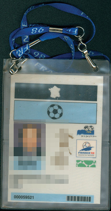 World Cup 1998. Official ID-Card FIFA