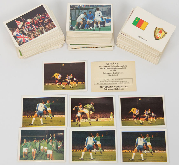 ca. 450 Einzelbilder der Serie "Espana '82. XII.Fussball-Weltmeisterschaft". Karton, 7x5 cm. Ungeklebt!.
