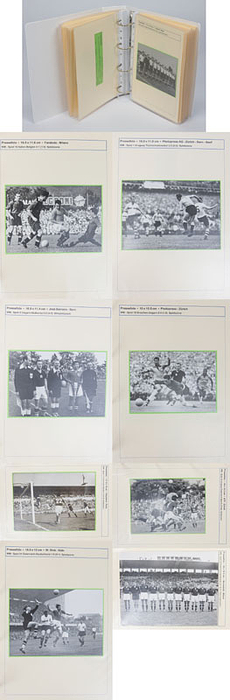 84 verschiedene S/W-Pressefotos der Fußball - Weltmeisterschaft 1954 in der Schweiz von den 1/8 - Finals bis zum Spiel um Platz 3. Alles original Pressefotos von verschiedenen Fotografen und Agenturen. Mannschaftsfotos und Spielszenen. 24,5x18 cm bis 17x12 cm.
