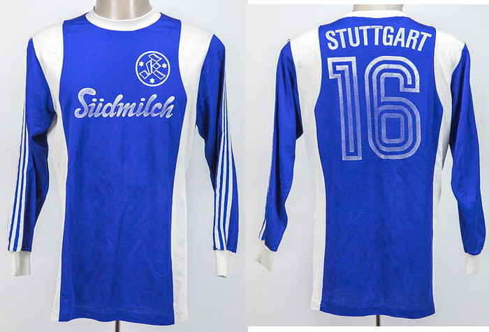Original match worn / issued Spielertrikot von den Stuttgarter Kickers mit der Rückennummer 16. Getragen von Werner Weist in einem Spiel der 2. Fußball Bundesliga in der Saison 1977 / 1978. Status:ABA.