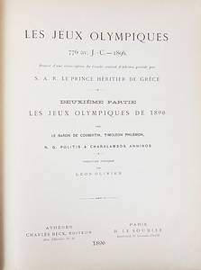 LES JEUX OLYMPIQUES 776 av. J.-C. -. 1896 - DEUXIÈME PARTIE - LES JEUX OLYMPIQUES DE 1896 (Official Report). Dabei ein moderner handgefertigter Buchschuber für dieses Exemplar!. - Bild 4