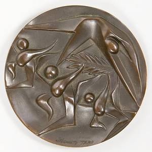 XVIII. Olympische Sommerspiele Tokyo 1964. Entwurf: Okamoto/Tanaka. Bronze, 6,1 cm.  In Originalholzkassette mit Goldprägung. - Bild 2