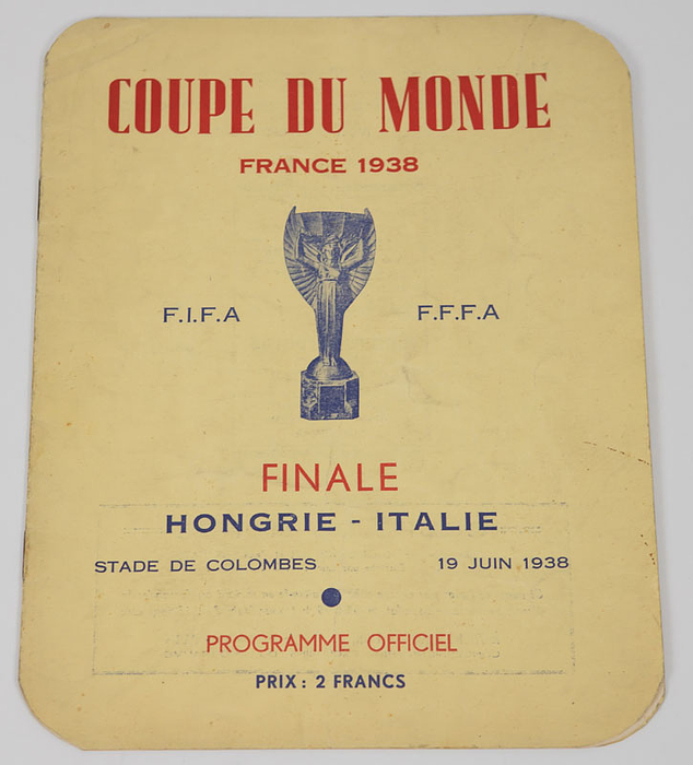 Coupe du Monde France 1938. Finale Hongrie contre Italie au Stade de Colombes 19 juin 1938. Offizielles Endspielprogramm der Fußball-Weltmeisterschaft 1938.