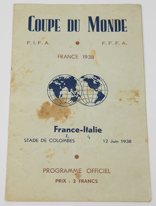 Coupe du Monde France 1938. France - Italie (2:4). 12 Juin 1938. Stade de Colombes. Programme Officiel.