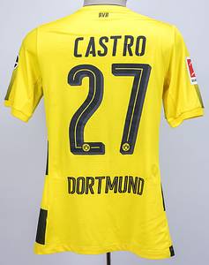 Original match worn Spielertrikot von Borussia Dortmund mit der Rückennummer 27. Getragen von Gonzalo Castro in einem Spiel der Fußball Bundesliga in der Saison 2017/2018. Castro ist 5-facher Nationalspieler von Deutschland. Status:ABC. - Bild 3
