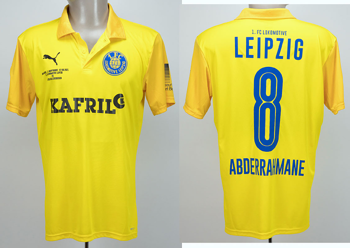 Original match worn Spielertrikot mit der Rückennummer 8. Getragen  von Farid Abderrahmane am 07.08.2021 im DFB Pokal-Spiel gegen Bayer 04 Leverkusen. Leipzig - Leverkusen 0:3. Status:AAA.
