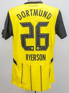 Original match worn Spielertrikot von Borussia Dortmund mit der Rückennummer 26. Getragen von Julian Ryerson in einem Spiel der Fußball Bundesliga in der Saison 2024/2025. Ryerson ist 30-facher Nationalspieler von Norwegen. Ungewaschen Status:ABB. - Bild 3