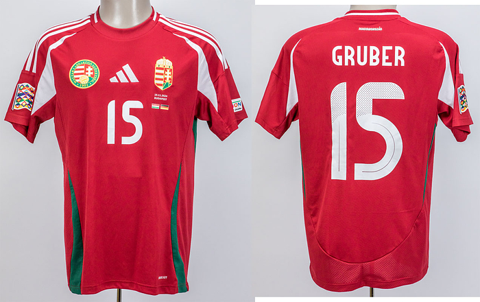 Original match worn Spielertrikot von Ungarn mit der Rückennummer 15. Getragen von Zsombor Gruber am 19.11.2024 im Gruppenspiel der UEFA Nations League gegen Deutschland. Ungarn - Deutschland 1:1. Status:AAB.