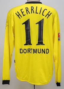 Original match worn Spielertrikot von Borussia Dortmund mit der Rückennummer 11. Getragen von Heiko Herrlich in einem Spiel der Fußball Bundesliga in der Saison 2003/2004; Herrlich ist 5-facher Nationalspieler von Deutschland. Status:ABC. - Bild 3
